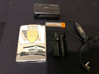 Sony Walkman Wm - Ex1hg Cassette Player Vintage Chrome Body W/ Accessories