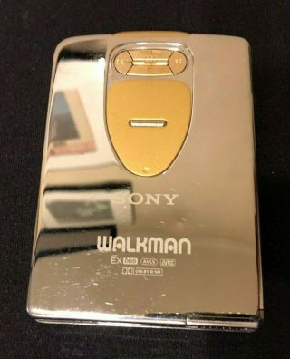 Sony Walkman WM - EX1HG Cassette Player Vintage Chrome Body w/ accessories 3