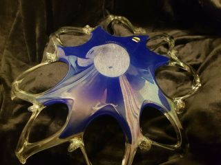 Vintage Murano Freeform Art Glass Bowl very large centre Piece 17 inches 4