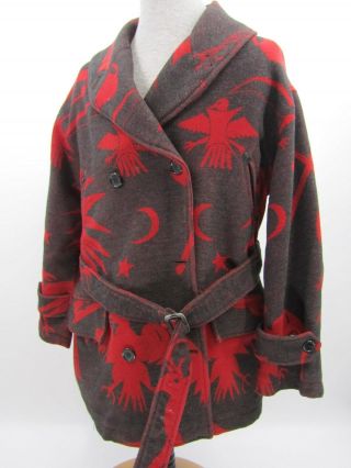 Vtg Ralph Lauren Country Sw Native Indian/ Aztec Print Lambs Wool Jacket L