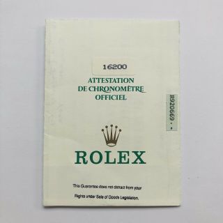 1989 Vintage Rolex Guarantee Paper Punched Uk 160 Datejust
