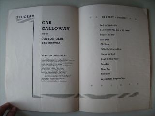 ULTRA RARE VINTAGE SIGNED CAB CALLOWAY JAZZ PROGRAM COTTON CLUB ORCHESTRA 1938 4