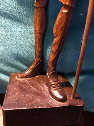 Hand Carved Wood Don Quixote Statue.  15 1/2”.  Vintage.  In Full Armor W Lance. 6