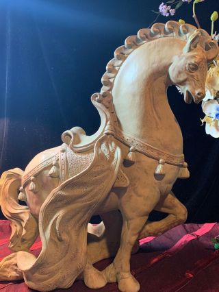 Vintage Trojan Horse Ceramic Very Large Figurine,  20”l 22 " T 11 " W Sage Color