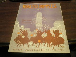 Lg.  Antique (rag) Sheet Music " Rialto Ripples Rag " (george Gershwin) (1917)