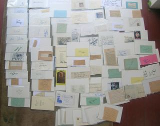 90 Signatures From Eddie Arcaro To George Zucco On Index Cards,  Album Pages - Rare