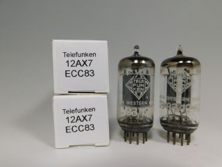 Telefunken 12ax7 Ecc83 Matched Vintage Audio Tube Pair Smooth Plates (test 103)