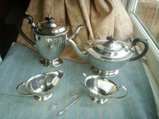 Old Vintage Antique 1920s Silver Plated Tea Pot Set 4 Made In Sheffield