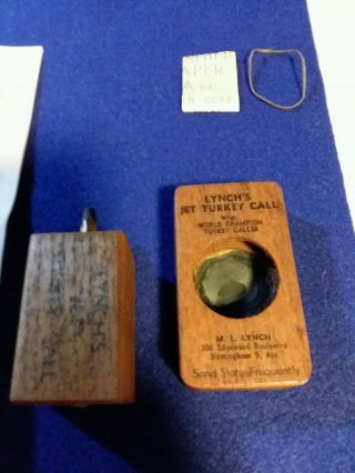 Vintage Ml Lynch Alabama Jet Slate Turkey Call With Package And Paper