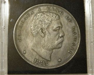 1883 Kingdom of Hawaii Akahi Dala $1 Lg.  Hawaiian Silver Dollar Coin VERY RARE 5