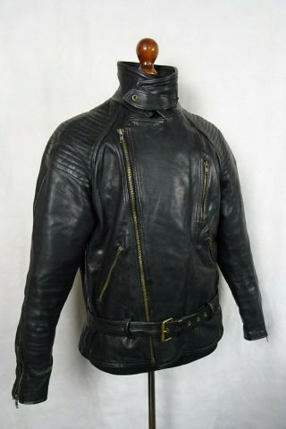 Men ' s Vintage MQP Leather German Luftwaffe Style Motorcycle Biker Jacket M 42R 2