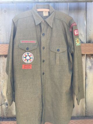 Vintage 1930s Boy Scout Shirt 1937 National Jamboree Portland Sz L Change Button