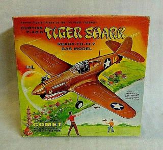 Rare 1950`s Comet Curtiss P - 40 D Tiger Shark Ww2 Fighter Gas Plane In The Box