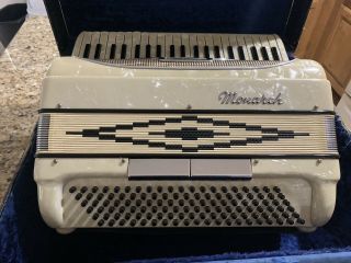 Vintage Monarch 120 Bass Key Accordion Made In Italy w/ Hardshell Case 12