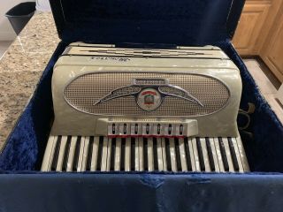 Vintage Monarch 120 Bass Key Accordion Made In Italy W/ Hardshell Case