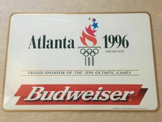 Vintage Atlanta 1996 Usa Olympics Budweiser Beer Large Metal Tin Sign Rare
