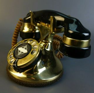 Vintage Rotary Dial Art Deco Table Desk Brass & Black Telephone