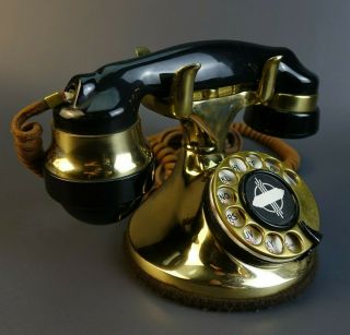 Vintage Rotary Dial Art Deco Table Desk Brass & Black Telephone 4