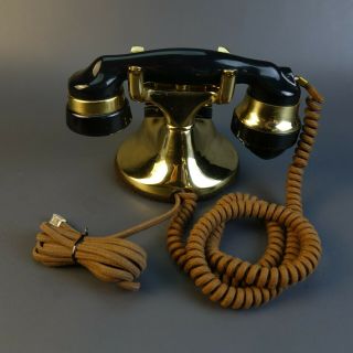 Vintage Rotary Dial Art Deco Table Desk Brass & Black Telephone 6