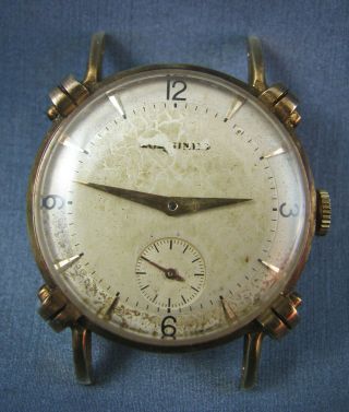 Vintage Longines Solid 14k Gold Case Mens Dress Watch 17j 22l 1950 For Repair