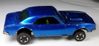 1967 Hot Wheels Redline Custom Camaro Blue Car No Black Top Green Interior Rare