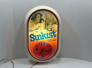Vintage Sunkist Soda " Good Vibrations " Wall Clock Advertisement 19 " Tall