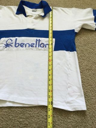 Rare VTG BENETTON Spell Out Striped Color Block Rugby Polo Shirt 80s Colors Of M 6