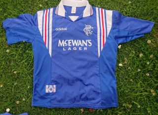 Rangers Glasgow Jersey 1996 /97 Adidas 9 In Row Shirt Home Vtg 90s Xl Football