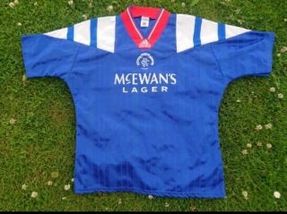 Rangers Glasgow Xl 1992/94 Adidas Home Vtg Football Triple Winning Season Shirt