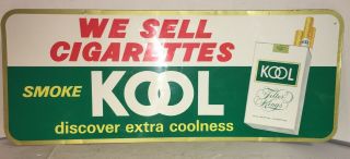 Vintage Kool Cigarette Metal Store Advertising Display Large Sign Tin Tacker