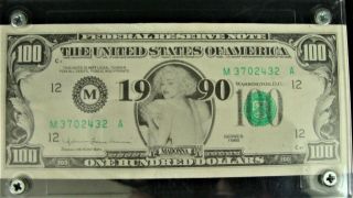 Vintage Rare Madonna Money $100 Bill Blonde Ambition Tour 1990 Stage Prop Htf