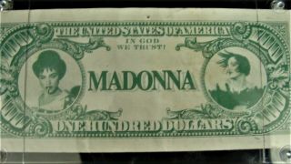 Vintage RARE Madonna Money $100 Bill Blonde Ambition Tour 1990 Stage Prop HTF 2
