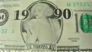 Vintage RARE Madonna Money $100 Bill Blonde Ambition Tour 1990 Stage Prop HTF 5