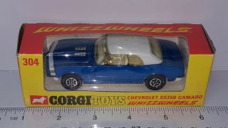 1970 Vintage Corgi Whizzwheels Chevrolet Camaro Ss350 No.  304