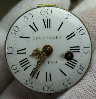 Vintage Coutterez Lyon Fusee Key Wind Pocket Watch Movement Circa 1700s