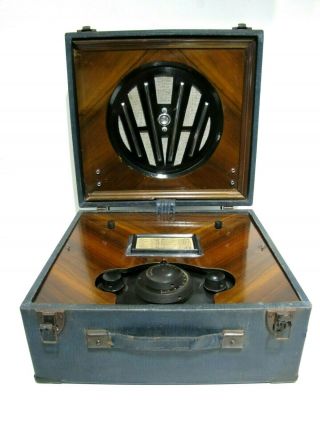 Vintage 1930 Beethoven Electric Valve Radio Art Deco Minor Portable Sg4 Blue