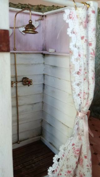 1:12 dollhouse miniature handmade vintage pink shabby Victorian bathroom - Spain 3
