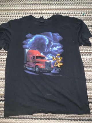 Rare Vintage 3d Emblem I A Way Of Life Truckers Only 1992 Thin T Shirt 90s Sz L