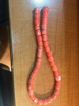 Vintage Red Coral Beads Undyed Untreated 90 Gram 16.  5 "