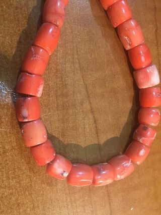 Vintage red coral beads undyed untreated 90 gram 16.  5 