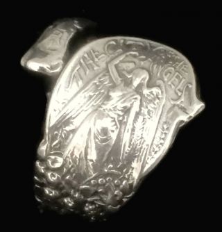 City of Angels Spoon Ring L A Wings Flowers Vintage Sterling Silver Size 8 Angel 2
