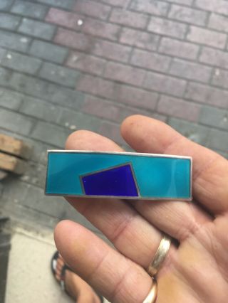 David Andersen Sterling Silver Enamel Blue Brooch