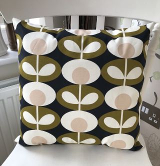 Handmade Orla Kiely Oval Flower Seagrass Green Cream Cushion Cover 16 " Out Stock