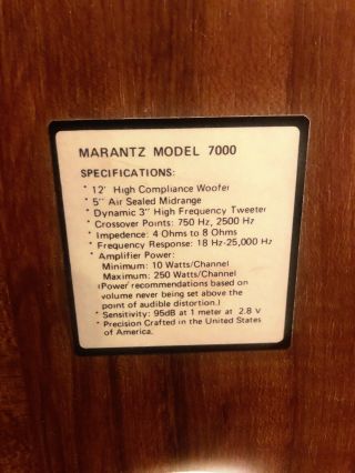 Vintage MARANTZ Speakers Model 7000 Made In The USA Rare 2