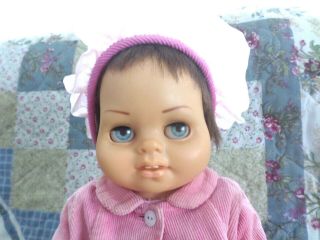 Mattel 1962 Chatty Cathy Baby Doll BRUNETTE TALKS Orig Coat Hat Underwear EX 2