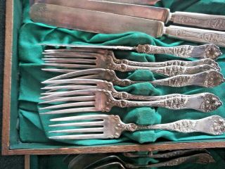 Vintage 1881 Rogers A1 Sterling Silver Plated Silverware Briar Rose Set 1910 2