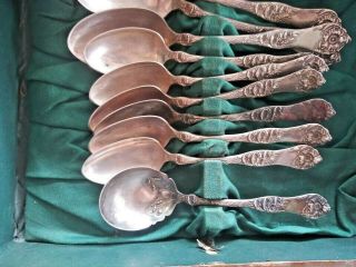 Vintage 1881 Rogers A1 Sterling Silver Plated Silverware Briar Rose Set 1910 4