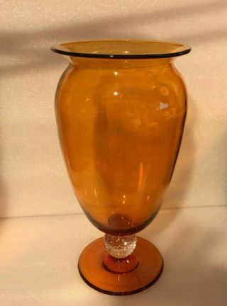 Vintage Pairpoint Amber Bubble Stem Vase 12.  5 "