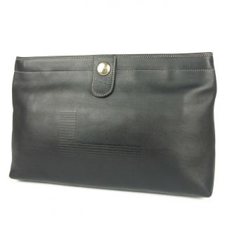 Auth Lancel Vintage Logos Leather Clutch Bag F/s 3868