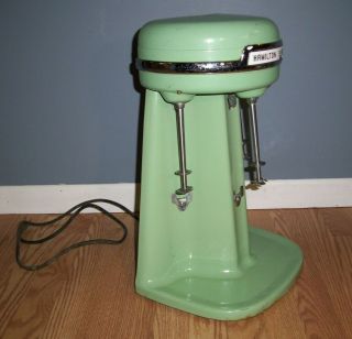 Vintage Hamilton Beach 40DM Jadite Green Triple Milk Shake 3 Head Mixer USA 2